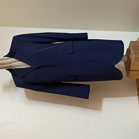 Lauren Ralph Lauren Jackets & Blazers - Ralph Lauren Navy Stretch Wool Velvet Collar Long Blazer Jacket Size 10